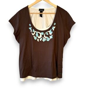Athleta Brown Double Layer Scoop Neck Tee  XL